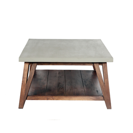 Alaterre Furniture Brookside 48"W Wood with Concrete-Coating Coffee Table AWBS1270C